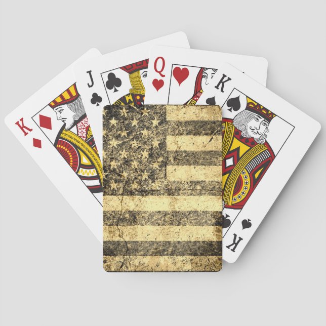 Old American Flag Grunge 4 Playing Cards (Back)