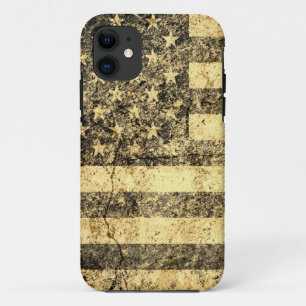 Old American Flag Grunge Cracked Wall iPhone 11 Case