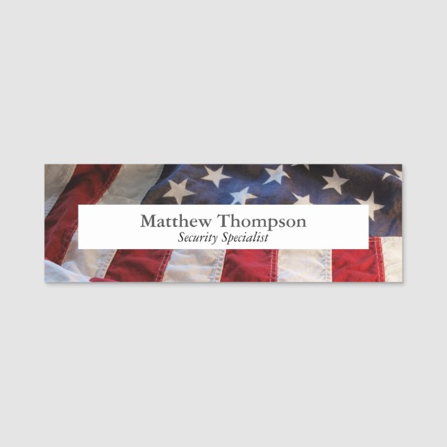 Old American flag Name Tag (Front)