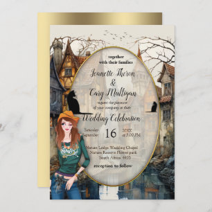 Old Amsterdam Canal Anton Pieck style Art Invitation