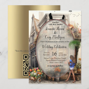 Old Amsterdam Flower shop Anton Pieck style Art Invitation