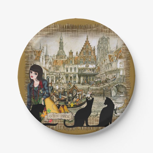 Old Amsterdam harbour Paper Plate (Front)