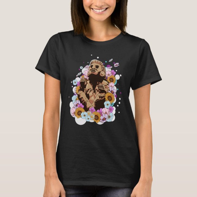 Old Ancient Mayan Aztec Sculpture Statue T-Shirt (Front)