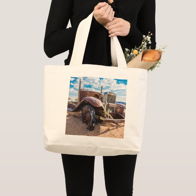 Old and abandoned car #3 in Solitaire Large Tote Bag (Front (Product))