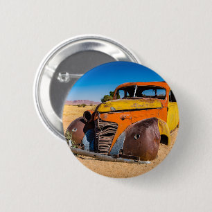 Old and abandoned car in Solitaire, Namibia 2 Inch Round Button