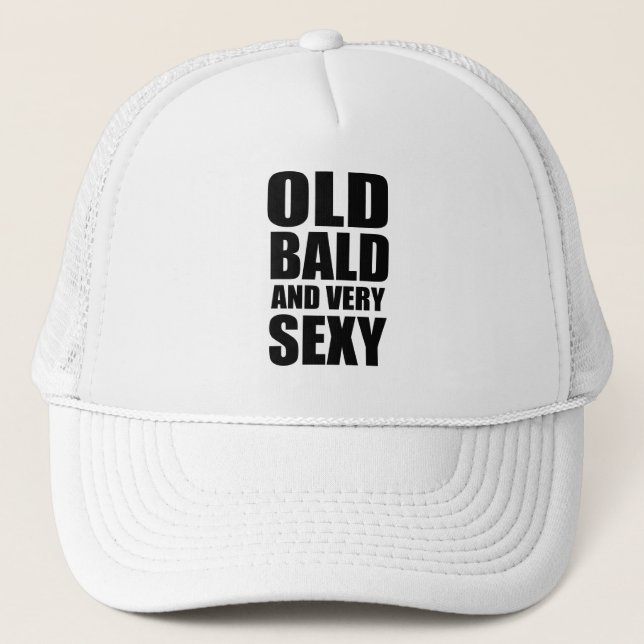 Old and bald funny design trucker hat (Front)