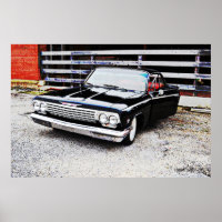 Old and Classic Black Impala Art Poster