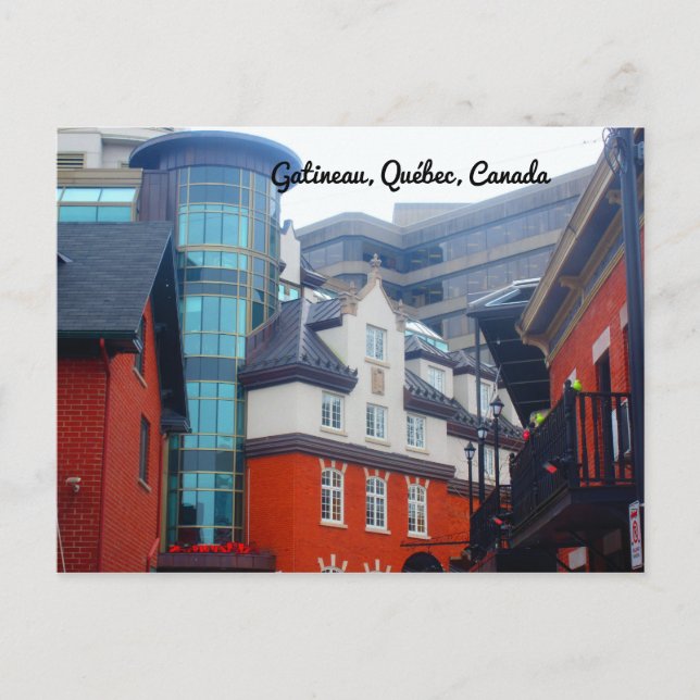 Old and New Buildings Downtown Vieux Hull Postcard (Front)