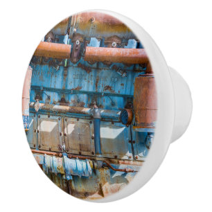 Old and rusty Atlas Imperial diesel engine at Inde Ceramic Knob