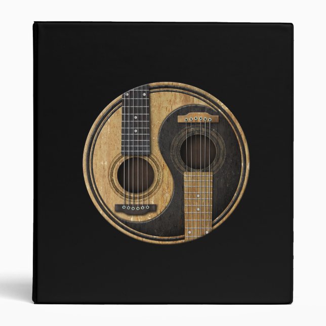 Old and Worn Acoustic Guitars Yin Yang Binder (Front)