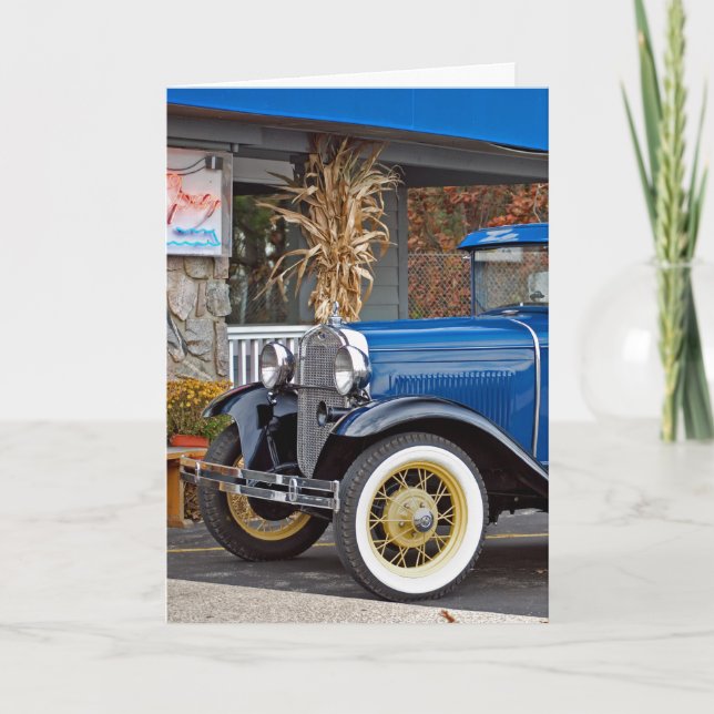 Old Antique Blue Car Card (Front)
