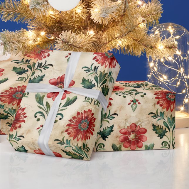 Old Antique Christmas Damask Wrapping Paper (Holidays)