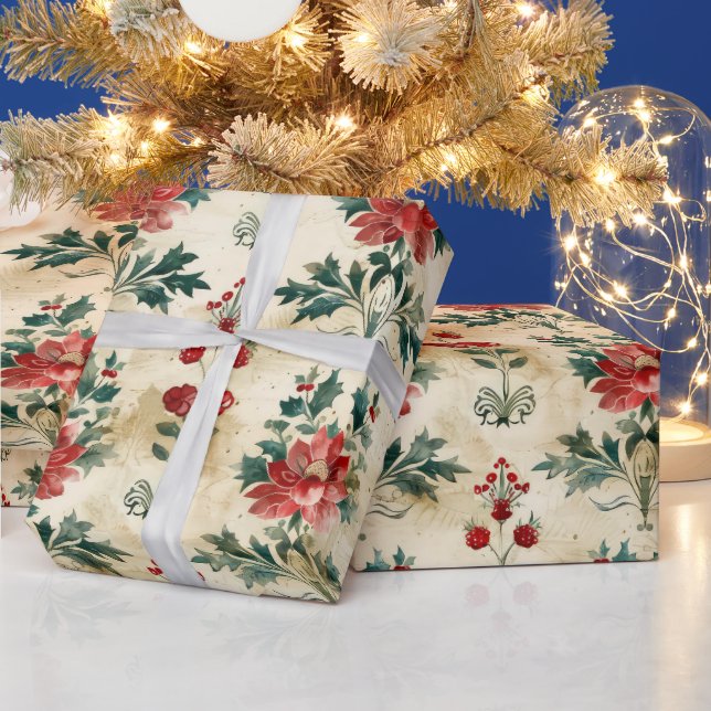 Old Antique Christmas Damask Wrapping Paper (Holidays)