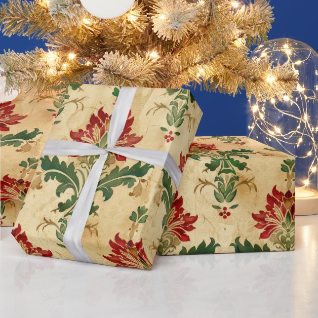 Old Antique Christmas Damask Wrapping Paper (Holidays)