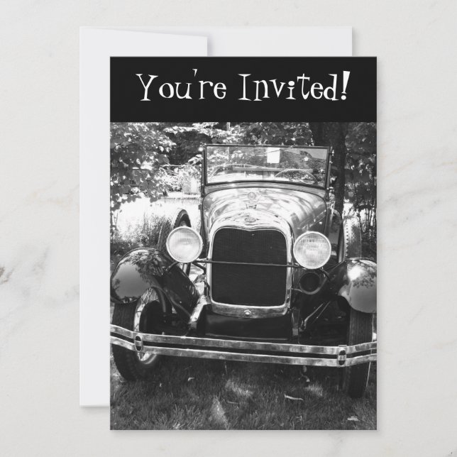 Old Antique Classic Car Retirement Invitation (Front)