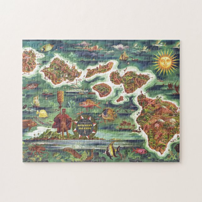 Old Antique Hawaiian Islands Map Historical Jigsaw Puzzle (Horizontal)