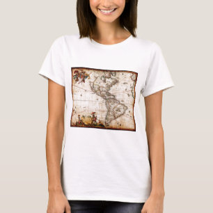 Old Antique North & South America Map T-Shirt