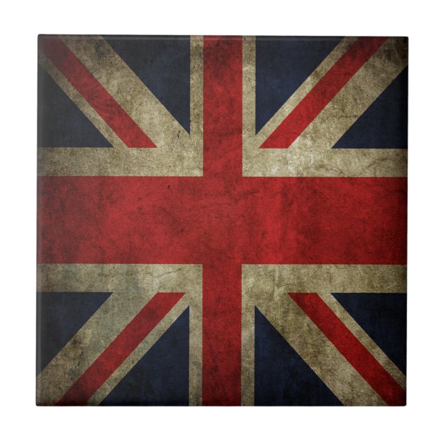 Old Antique UK British Union Jack Flag Tile (Front)