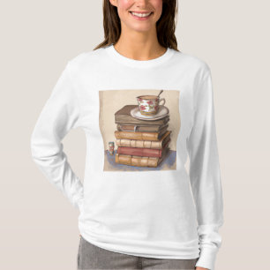 Old Antique Vintage Books and a Cup of Coffee T-Shirt