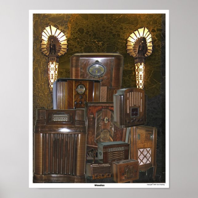 Old / Antique Wooden Radio Poster Collage (Front)