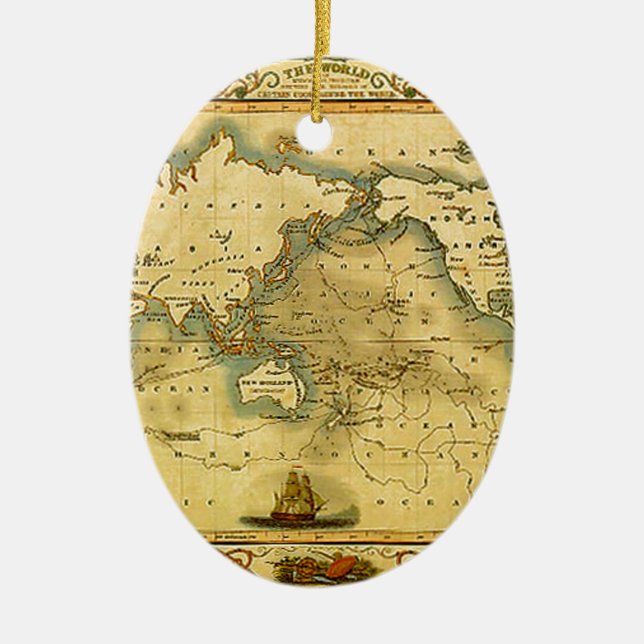 Old Antique World Map Ceramic Ornament (Front)
