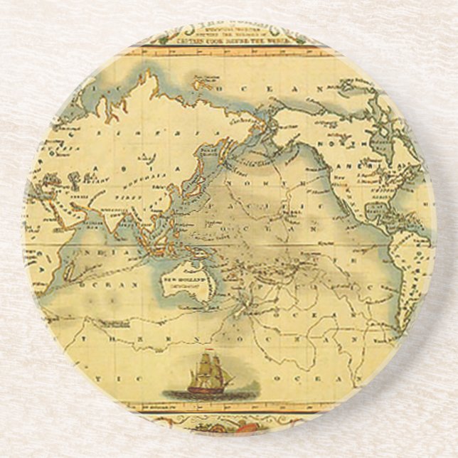 Old Antique World Map Coaster (Front)
