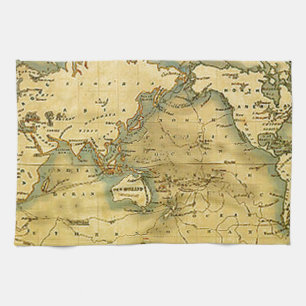 Old Antique World Map Kitchen Towel