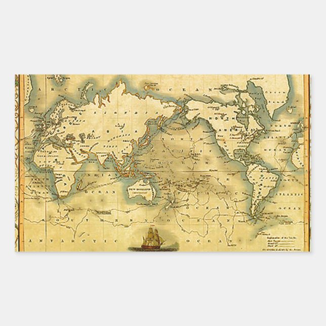 Old Antique World Map Sticker (Front)