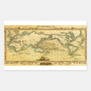 Old Antique World Map Sticker