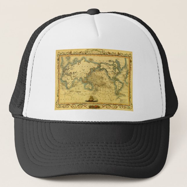 Old Antique World Map Trucker Hat (Front)