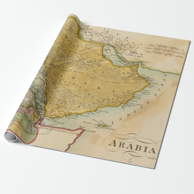 Old Arabian Peninsula Map (1912)  Wrapping Paper (Unrolled)