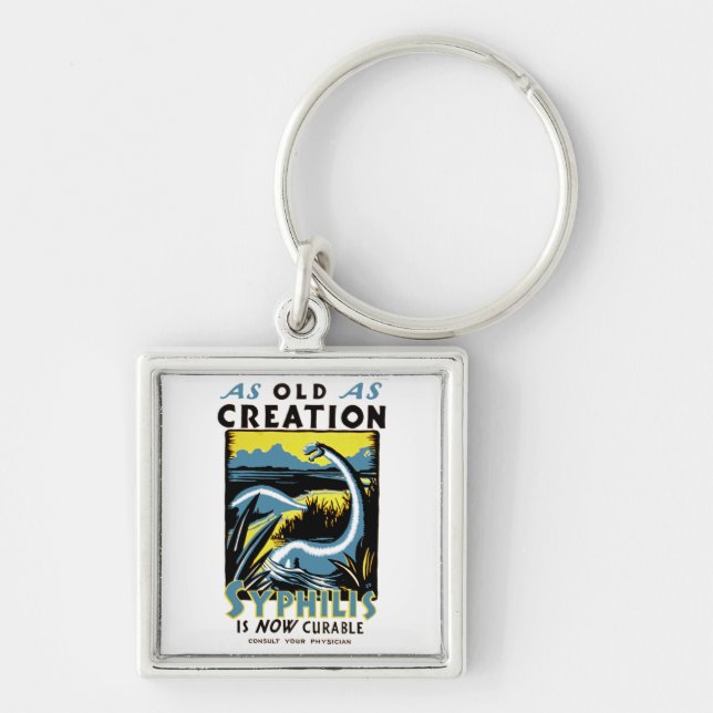 Old As Creation ~ Syphilis is Now Curable Keychain (Front)