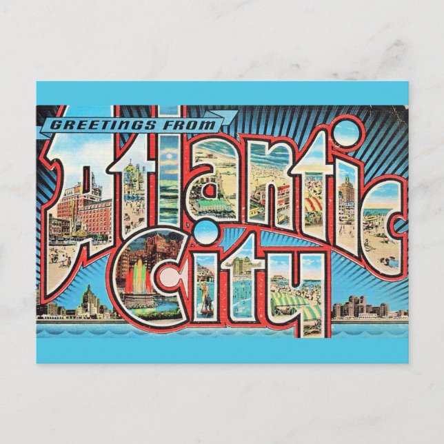 Old Atlantic City NJ Postcard (Front)