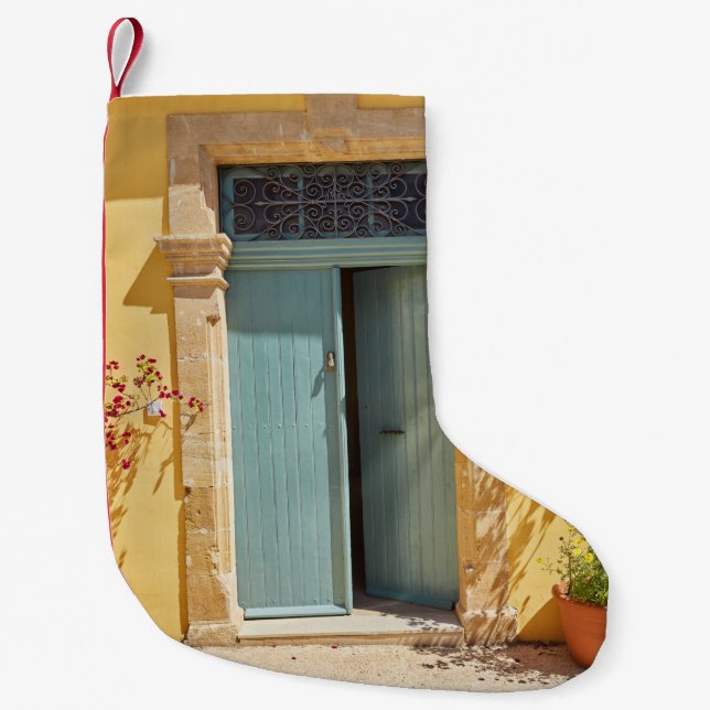 Old authentic green doors in Nicosia Cyprus Small Christmas Stocking (Front)