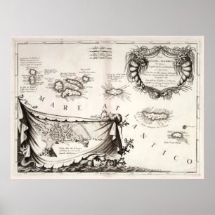 Old Azores Islands Map (1690) Vintage Portuguese  Poster