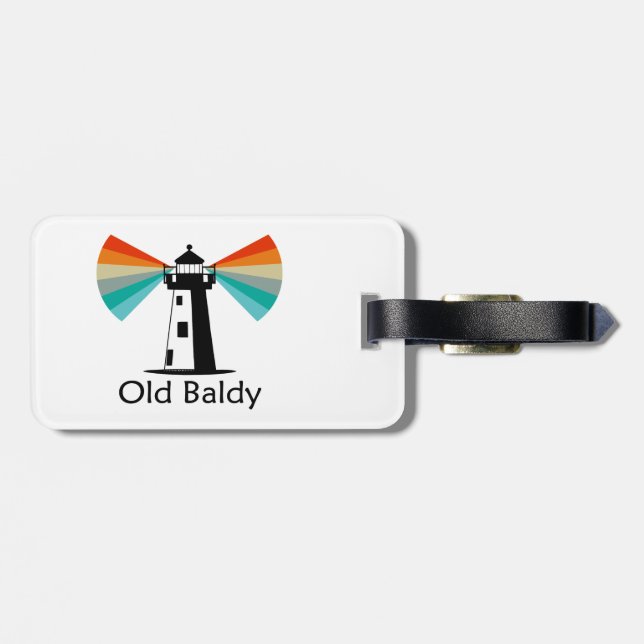 Old Baldy Lighthouse Rainbow Luggage Tag (Back Horizontal)