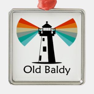 Old Baldy Lighthouse Rainbow Metal Ornament