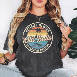 Old Balls Club 50 Years Retro Sunset Palm Tree T-Shirt