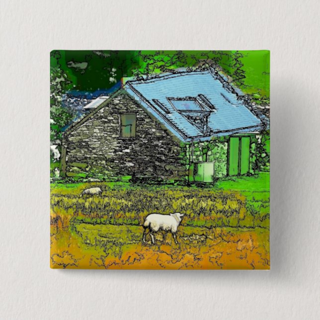 OLD BARN 2 INCH SQUARE BUTTON (Front)