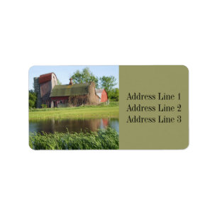 Old Barn and Pond Photo Address Label
