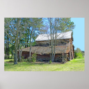 Old Barn and Tractor Poster