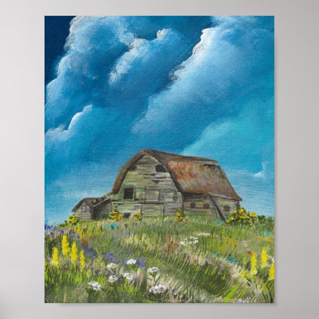 Old Barn and Wildflowers 3-2026 Print (Front)