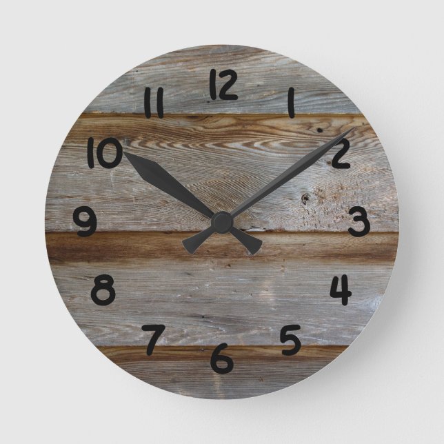 Old Barn Door Wood Round Clock (Front)
