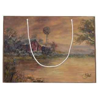 Old Barn Hand painted Large Gift Bag