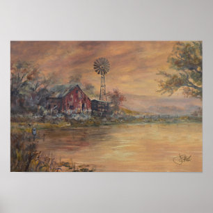 Old Barn Hand Painted Poster