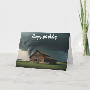 Old barn in tornado card