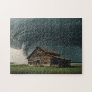 old barn in tornado jigsaw puzzle