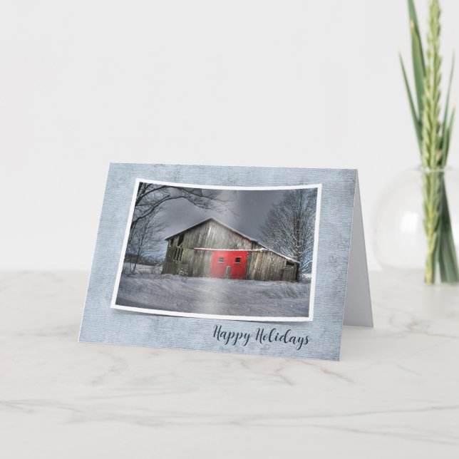 Old Barn in Winter Winter Card (Front)