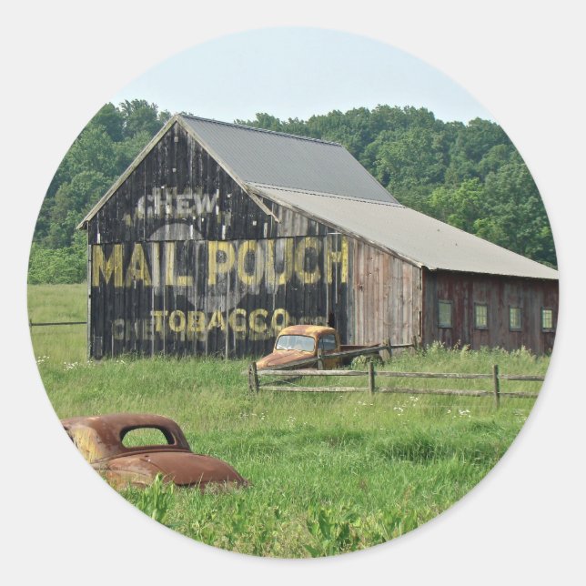 Old Barn Mail Pouch Tobacco Advertising Classic Round Sticker (Front)
