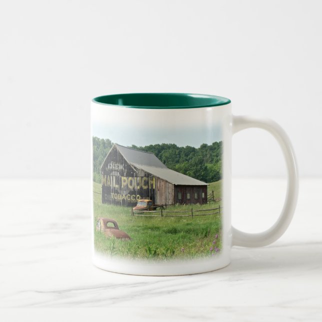 Old Barn Mail Pouch Tobacco Advertising Two-Tone Coffee Mug (Right)